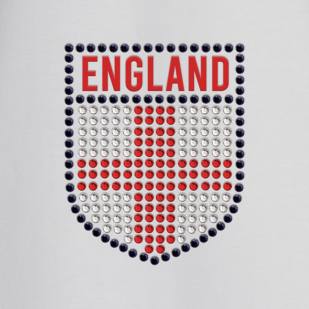 Varsany Women's England T-Shirt, Flag Badge Rhinestone Tee Ladies Top Football Jersey - Varsany