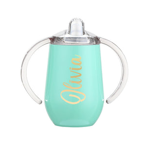 Personalised Stainless Steel Sippy Cup for Toddlers - BPA-Free, Double Walled, 12oz Capacity, Babies Tumbler - Kids Sippy Bottles - Varsany