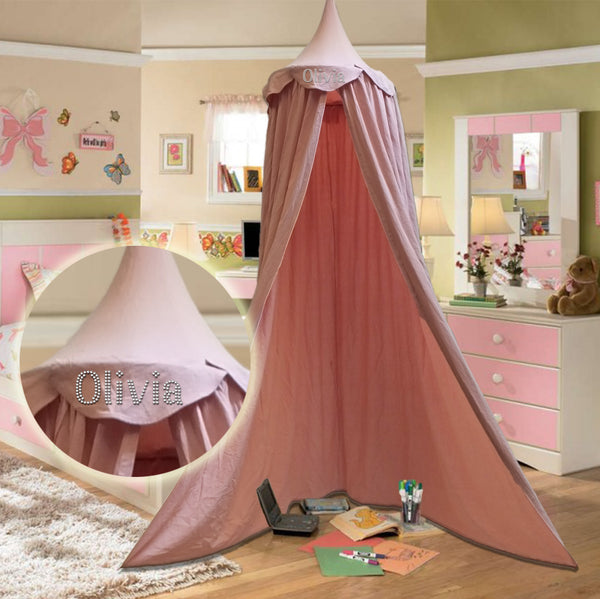 Varsany Personalised Girls Pink Bed Canopy Bedding Nursery