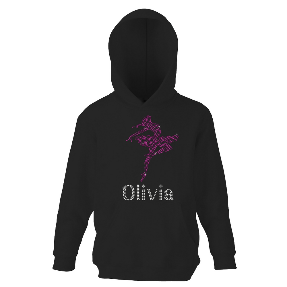 Personalised Ballet Girl Diamante Hoodie - varsanystore