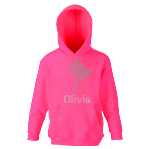 Personalised Ballet Girl Diamante Hoodie - varsanystore