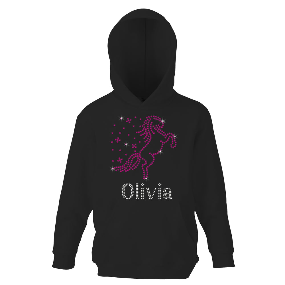 Personalised Girls Rearing Unicorn Hoodie - varsanystore