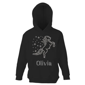 Personalised Girls Rearing Unicorn Hoodie - varsanystore