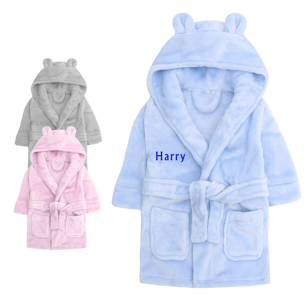 Personalised Baby Girls and Boys Hooded Bath Robe - Varsany