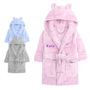 Personalised Baby Girls and Boys Hooded Bath Robe - Varsany