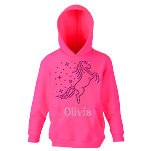 Personalised Girls Rearing Unicorn Hoodie - varsanystore