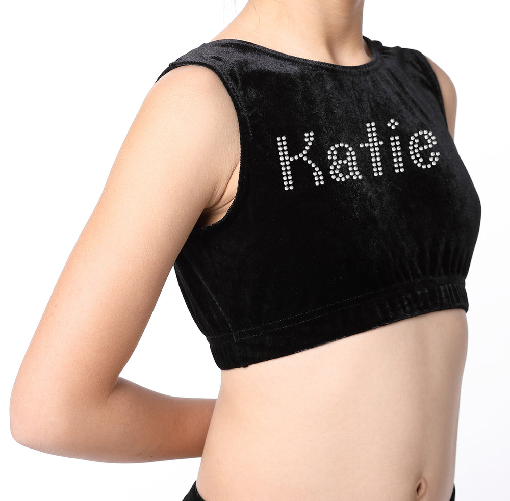 Personalised Girls Black Crop Top - varsanystore