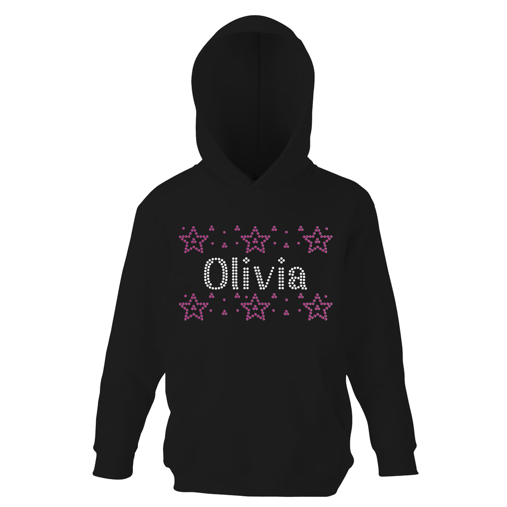 Personalised Girls Star Diamante Hoodie - varsanystore