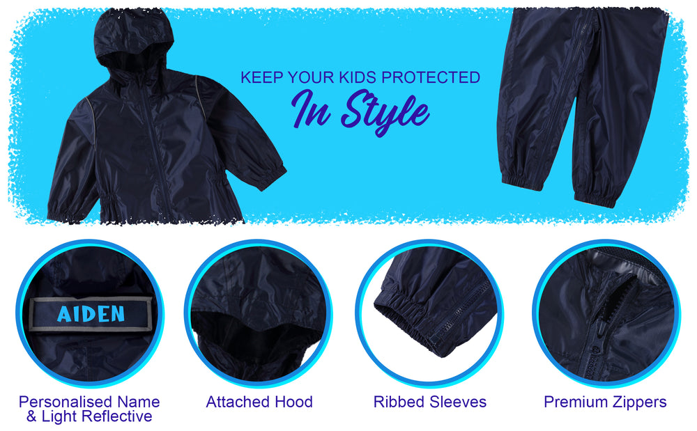 Personalised Girls Waterproof Rain Suit/Coat - Varsany