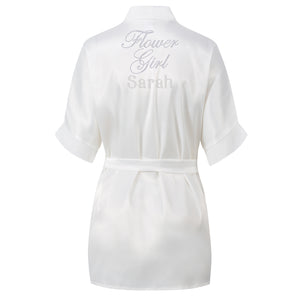 Personalised Girls Ivory Flower Girl Dressing Gown/Bathrobe - varsanystore