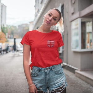 Varsany Women's England T-Shirt, Flag Badge Rhinestone Tee Ladies Top Football Jersey - Varsany