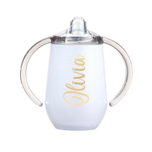 Personalised Stainless Steel Sippy Cup for Toddlers - BPA-Free, Double Walled, 12oz Capacity, Babies Tumbler - Kids Sippy Bottles - Varsany