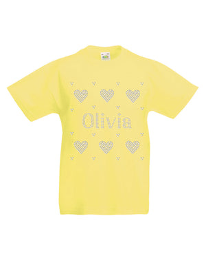 Personalised Girls Hearts T-Shirt - varsanystore