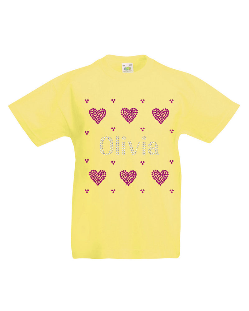 Personalised Girls Hearts T-Shirt - varsanystore