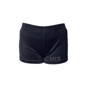 Gymnastics Personalised Dance Wear Shorts Leotard Black Hipster Velvet Stretchy, Breathable Black Dancing Shorts