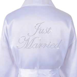 Just Married Satin Dressing Gown / Bathrobe - varsanystore